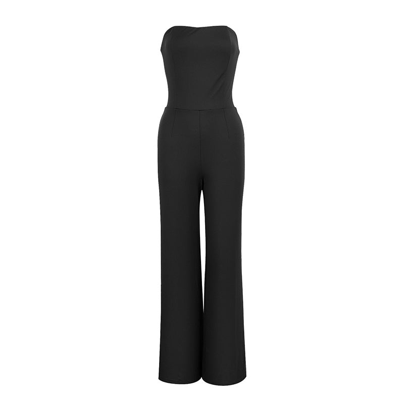 Damen Figurschmeichelnder Jumpsuit mit elegantem Bandeau-Ausschnitt und weitem Bein EB