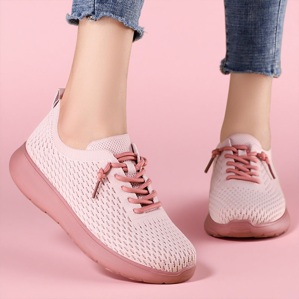 Damen nan atmungsaktiver Strick-Freizeit-Sneaker mit elastischem Schlupfkragen und stoßdämpfender EVA-Komfortsohle EB