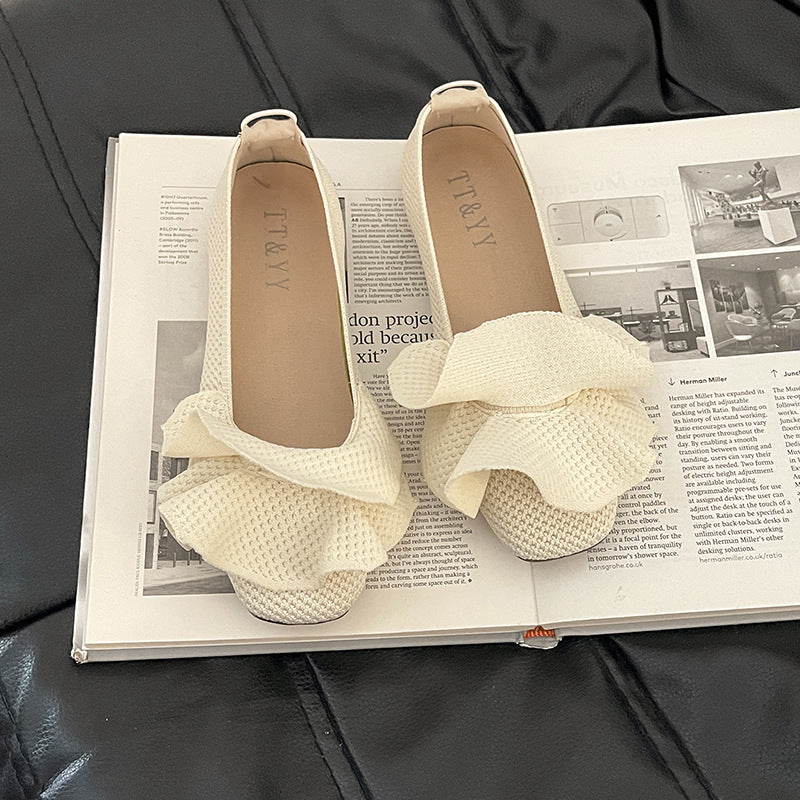 Damen Ballerina-Schuhe mit eleganter Rüschendekoration EB