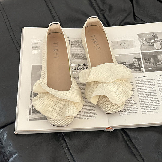 Damen Ballerina-Schuhe mit eleganter Rüschendekoration EB
