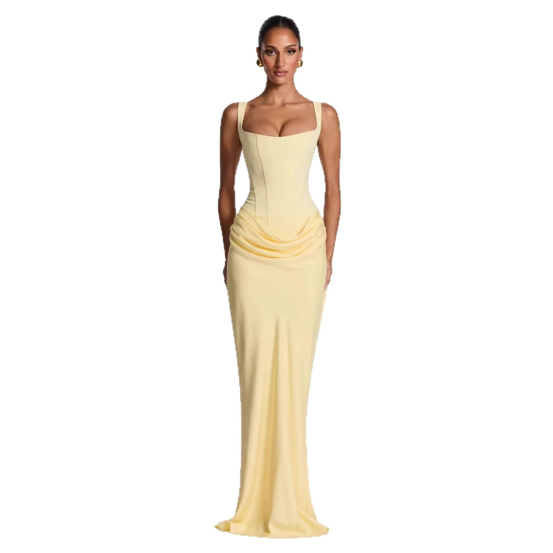 Damen Fließendes Maxi-Kleid mit asymmetrischem Schnitt und raffiniertem Drapé EB