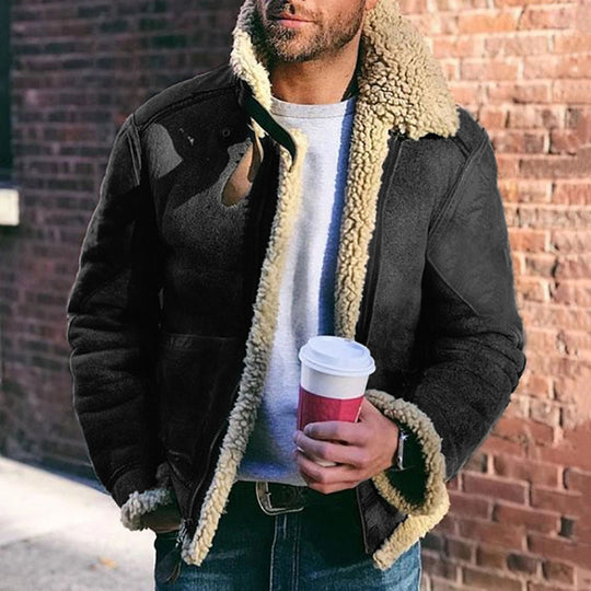 Herren gefütterte Lederjacke im Vintage-Stil EB