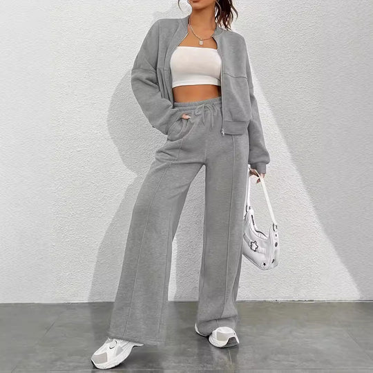 Damen lässiger Sweat-Anzug mit komfortablem Schnitt und praktischen Taschen EB