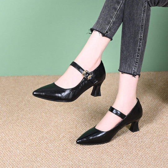 Damen Elegante Mary Jane Pumps mit dezentem Schnallen-Detail EB