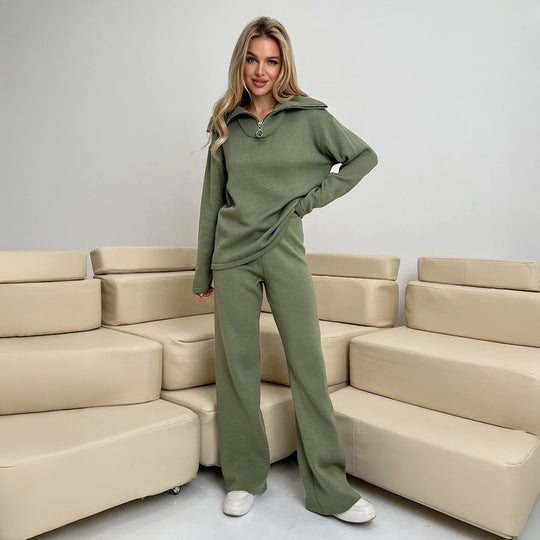 Damen Komfortables Sweat-Set mit hohem Kragen EB