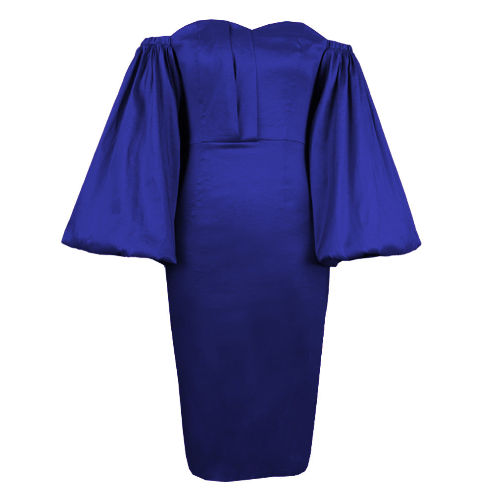 Damen figurbetontes Abendkleid mit voluminösen Ärmeln EB