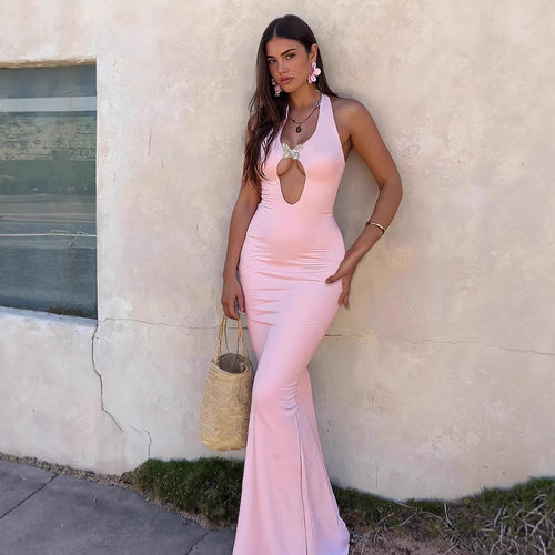 Damen Glamouröses Maxikleid mit extravaganten Cut-Out-Details EB
