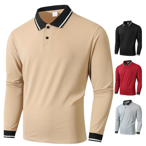 Herren Langarm Poloshirt mit sportlicher Rippstruktur EB
