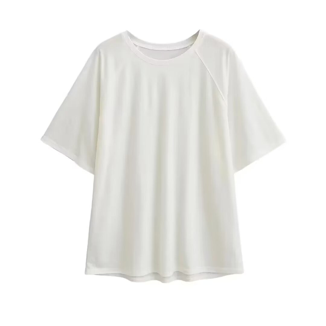 Damen lässiges T-Shirt mit überschnittenen Ärmeln EB