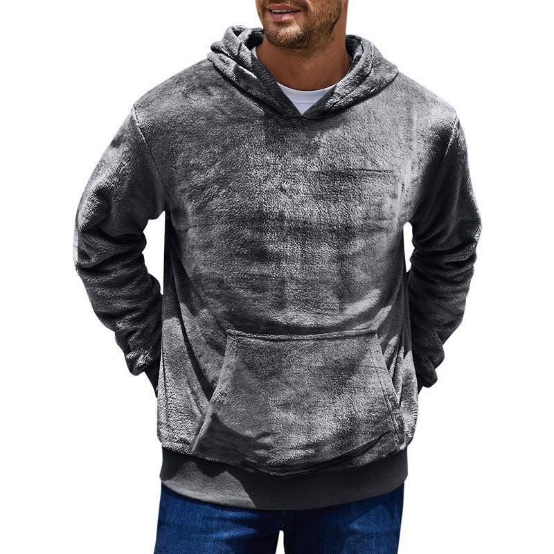Herren kuscheliger Hoodie mit praktischen Kängurutaschen und hohem Kragen EB