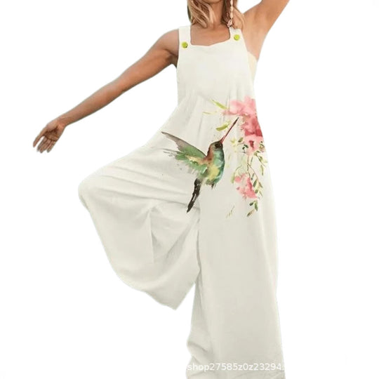 Damen Overall aus atmungsaktivem Baumwollmix mit buntem Floral-Motiv EB