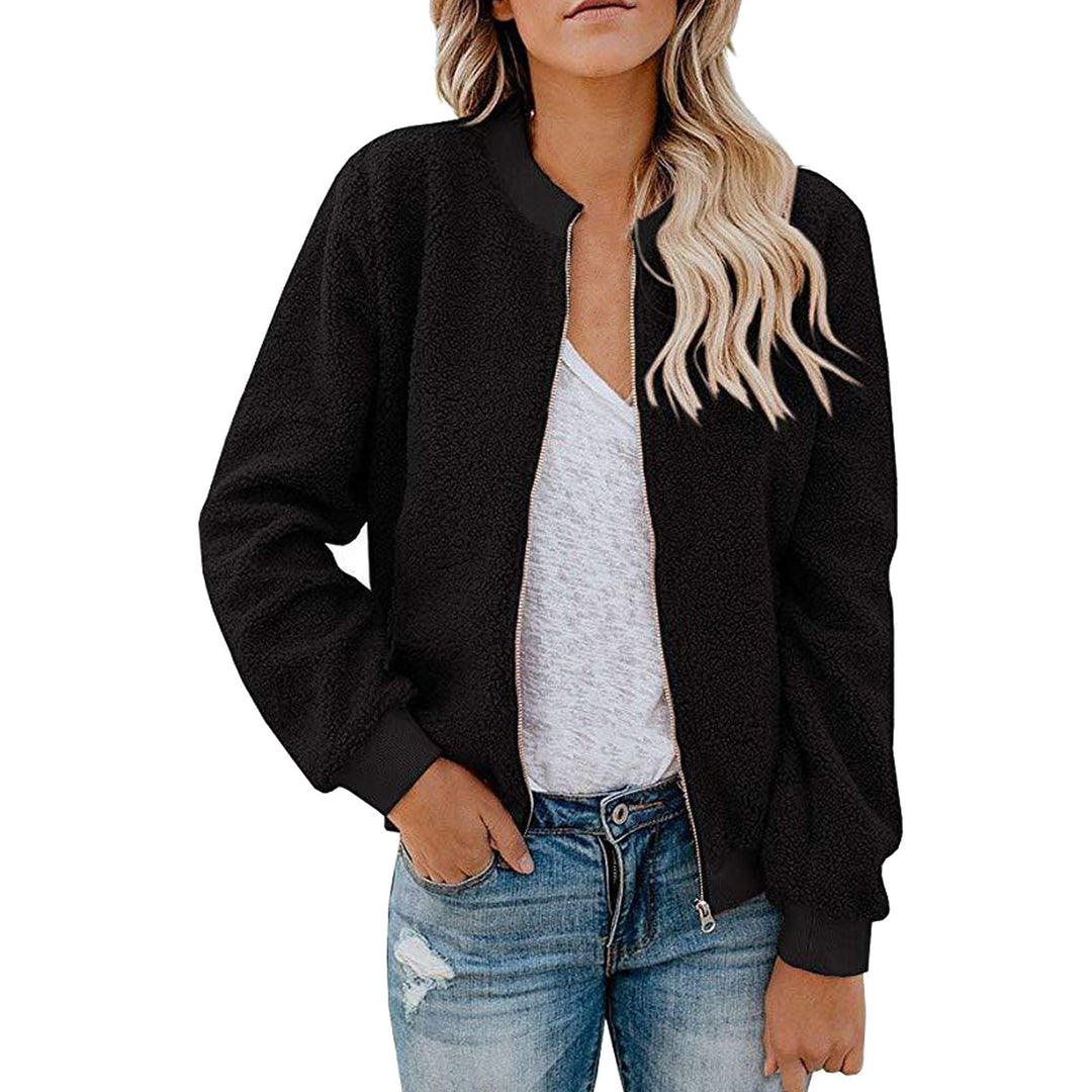 Damen Fleece Bomberjacke mit Stehkragen EB