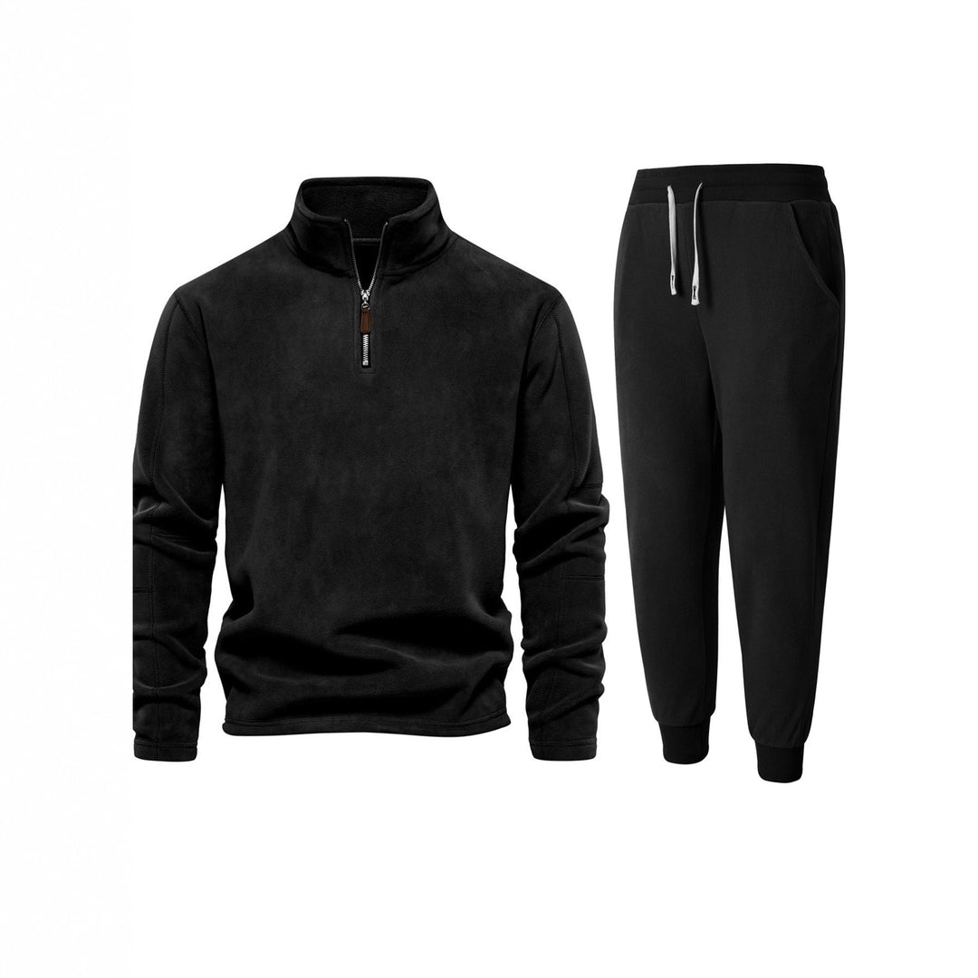 Herren Fleece-Oberteil mit kurzer Reißverschluss und bequemen Jogginghosen EB