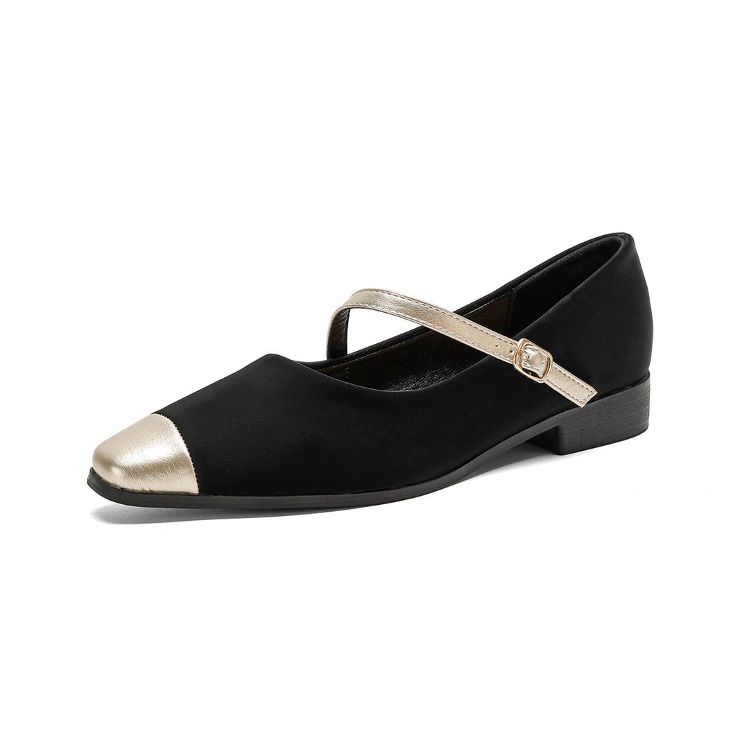 Damen Ballerinas mit modischem Riemchen und eleganter Metallspitze EB