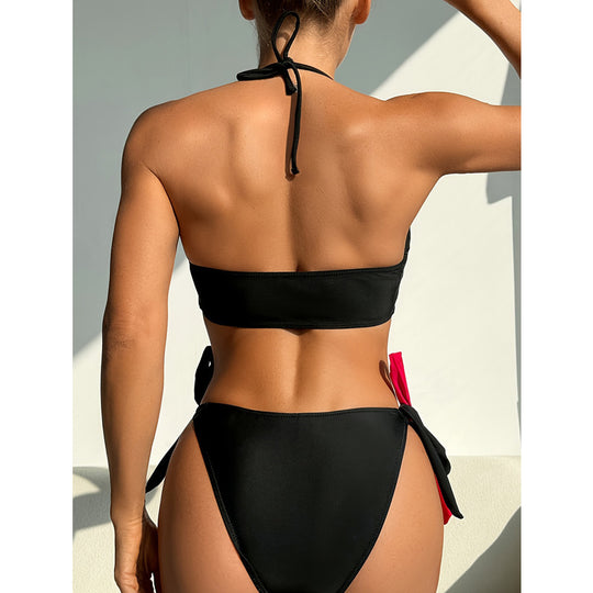 Damen Triangel-Bikini mit verstellbaren Trägern und sportlichem Rüschendesign EB