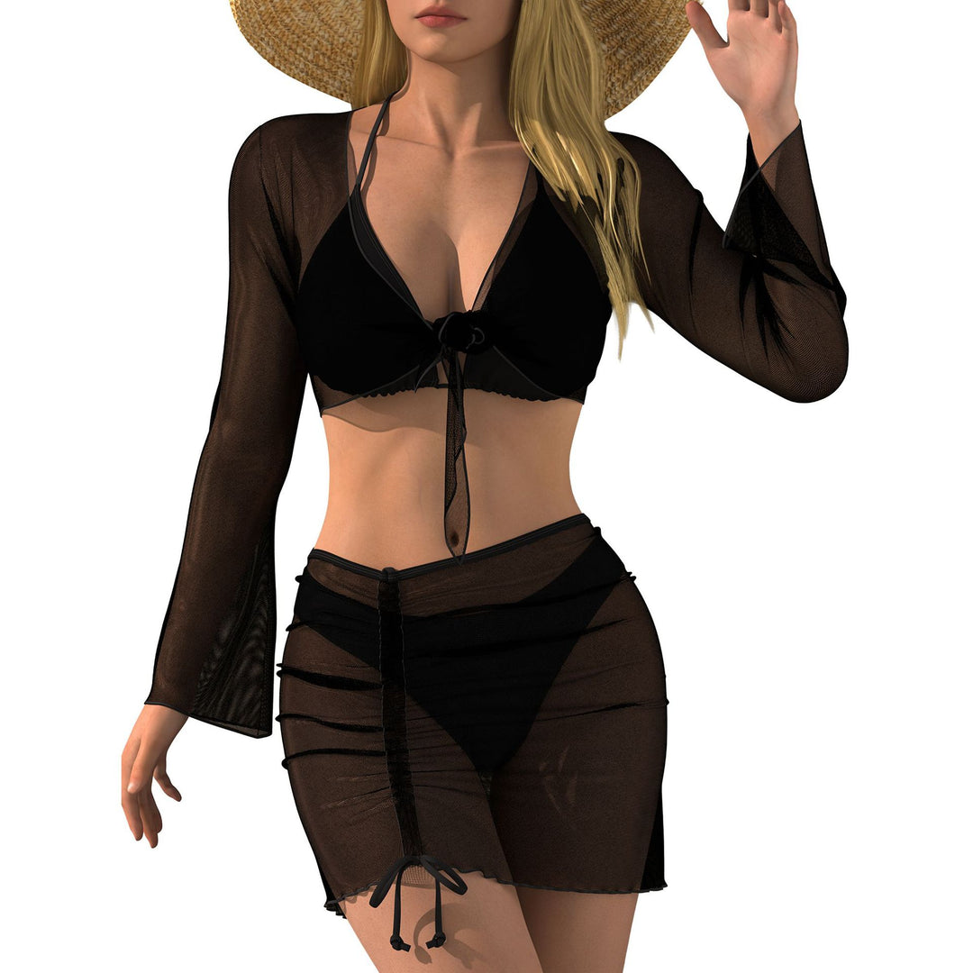 Damen Strand-Outfit mit transparenter Bluse EB