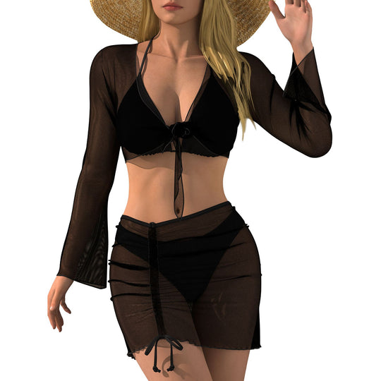 Damen Strand-Outfit mit transparenter Bluse EB