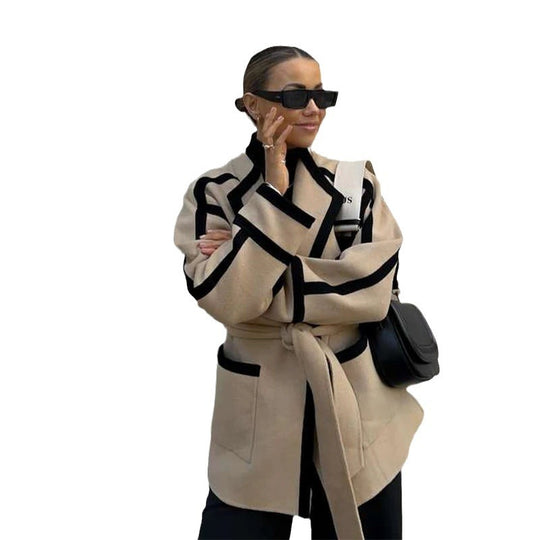 Damen Modische Wickeljacke mit grafischem Design EB