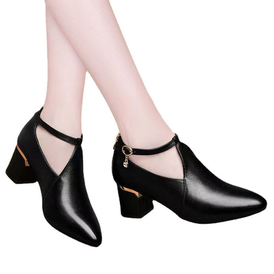 Damen elegante Pumps mit modischem Riemendesign und stabiler Absatzhöhe EB