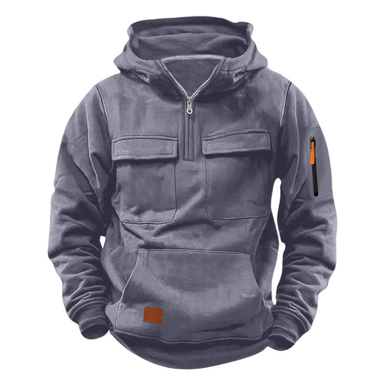 Herren funktionale Kapuzenjacke mit Reißverschluss und praktischen Taschen EB