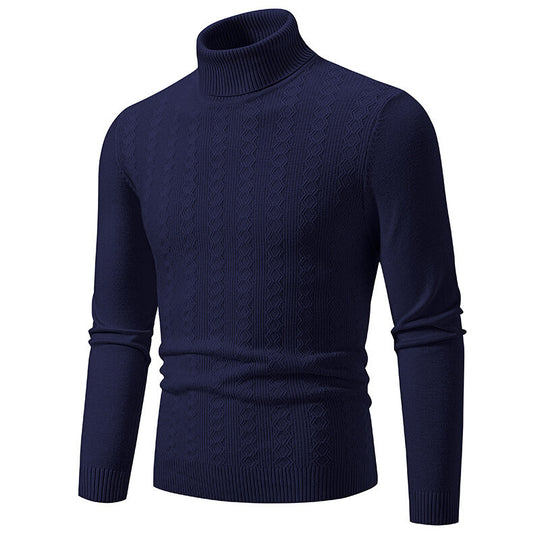 Herren Rollkragenpullover mit strukturiertem Zopfdesign EB