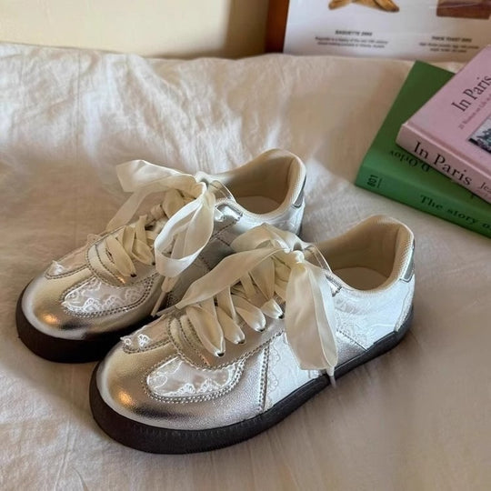 Damen Modische Sneakers mit eleganter Spitzenstruktur und komfortabler Sohle EB