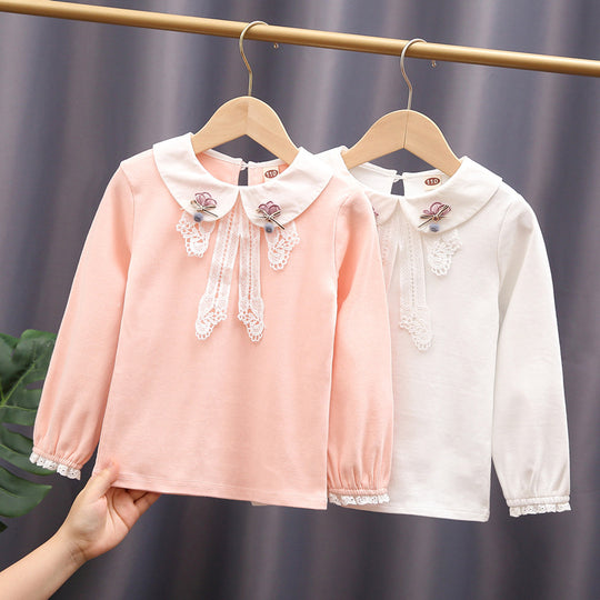 Damen elegante Bluse mit Spitzenapplikationen EB