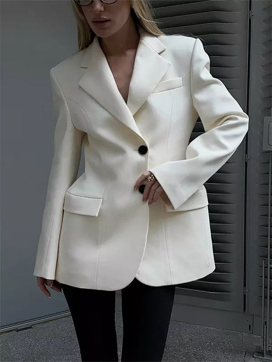 Damen Oversized Longblazer mit betonter Schulterpartie und Pattentaschen EB