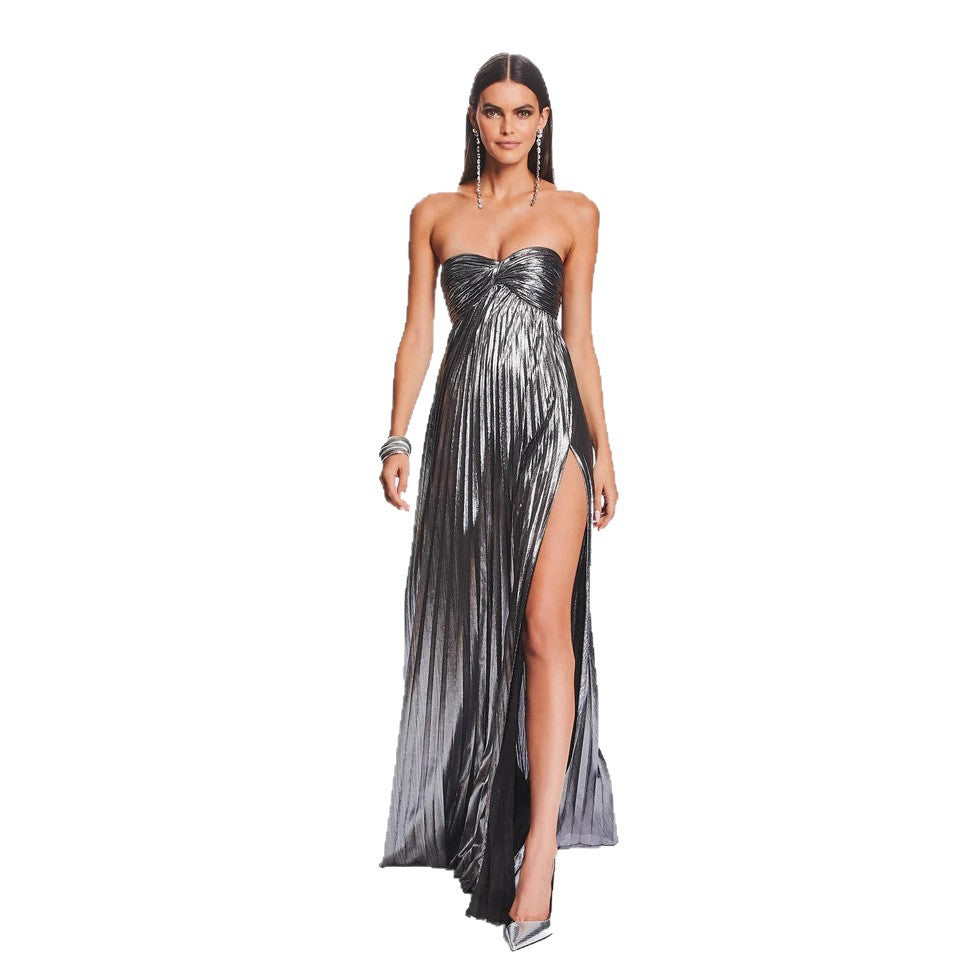 Damen Abendkleid mit schulterfreiem Design und elegantem Schlitz EB