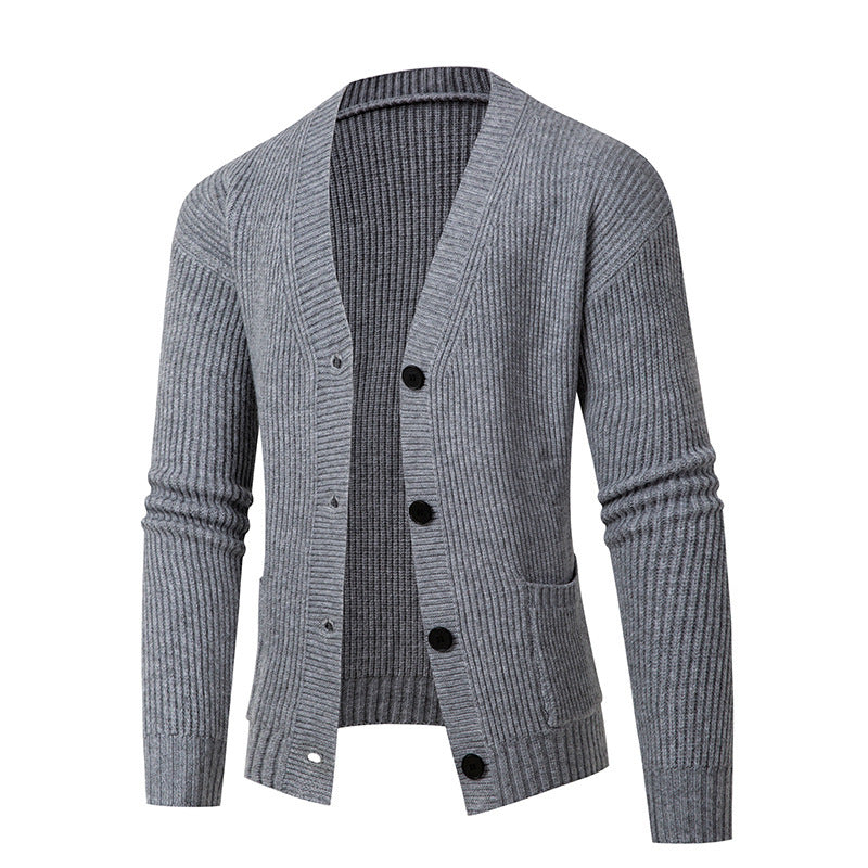 Damen gestreifte Strickjacke mit modischem Schnitt und praktischen Taschen EB