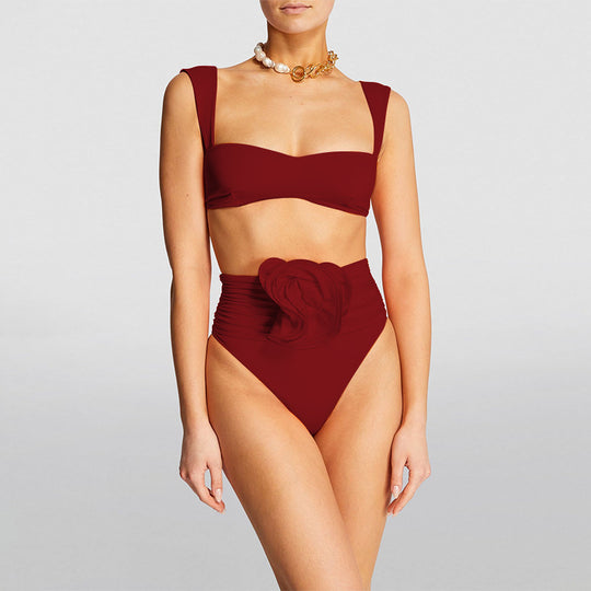 Damen Hochgeschnittener Bikini mit raffiniertem Rüschendetail R&B