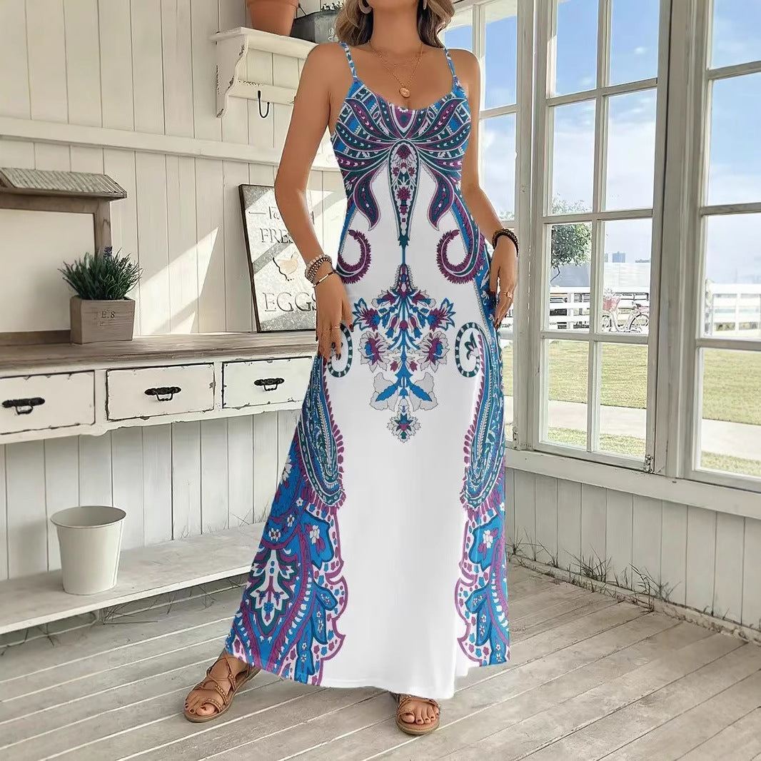 Damen Maxikleid mit verspieltem Druck und eleganter Silhouette EB