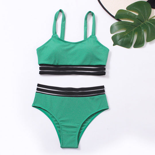 Damen Sportliches Bikini-Set mit modischer Elastikband-Optik EB