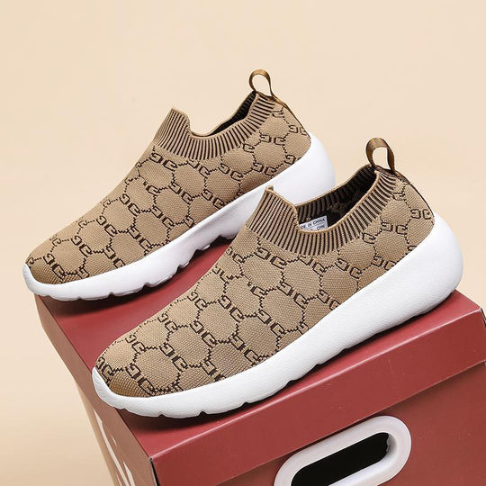 Damen Bequeme Strick-Sneaker mit elastischem Kragen EB
