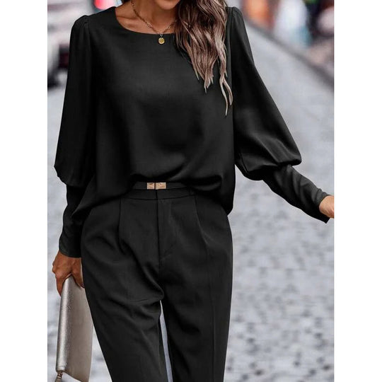 Damen modische Bluse mit elegantem Puffärmel und hochwertiger Stoffqualität EB