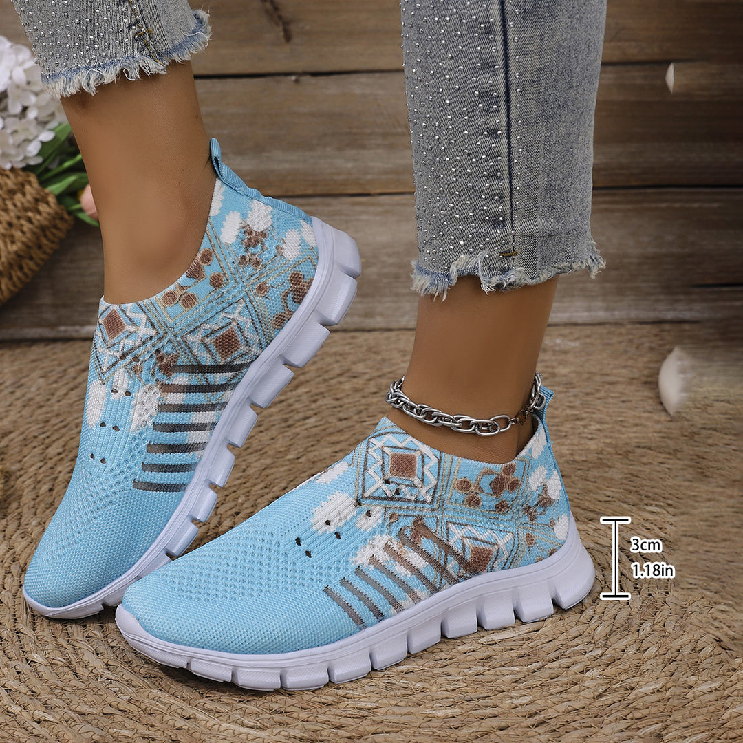 Damen Komfortable Slip-On Sneakers mit modischem Mustermix EB