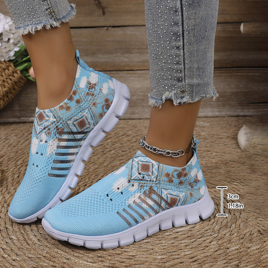 Damen Komfortable Slip-On Sneakers mit modischem Mustermix EB