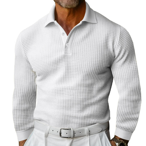 Herren Langarm Polohemd mit strukturiertem Design und klassischem Kragen EB