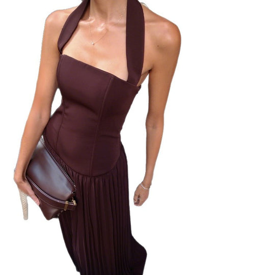 Damen Maxikleid mit raffiniertem Faltenwurf und trägerlosem Design EB