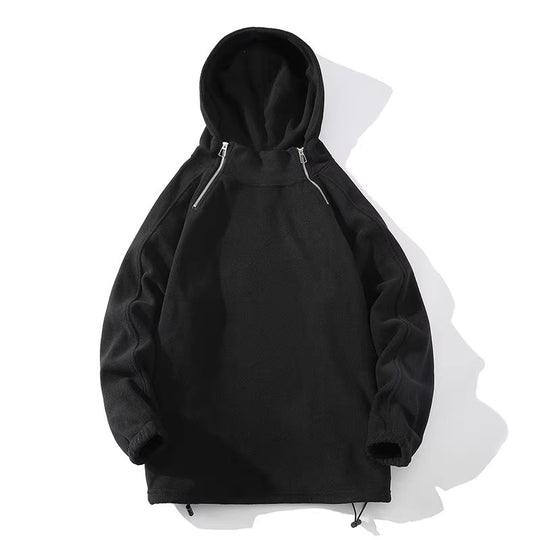 Herren Fleece Hoodie mit Reißverschluss und hohem Kragen EB