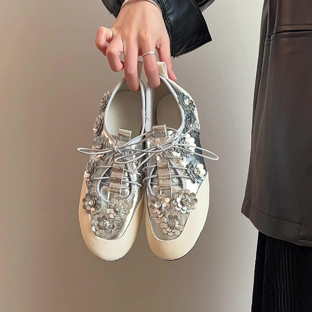 Damen modische Sneaker mit floralem Dekor EB
