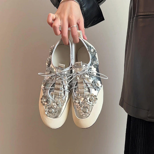 Damen modische Sneaker mit floralem Dekor EB