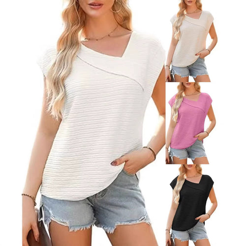 Damen elegantes Oberteil mit asymmetrischem Schnitt und modischem Texturmuster EB