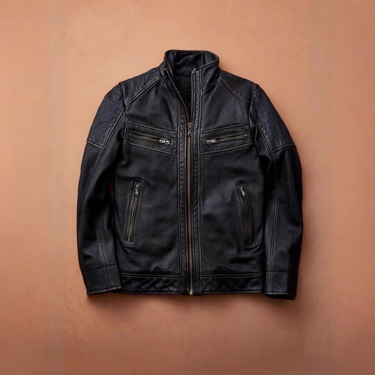 Herren Bikerjacke mit Stepp-Design und praktischen Taschen EB