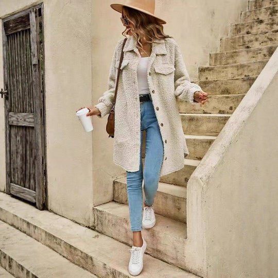 Damen Weiche und kuschelige Oversized-Jacke EB