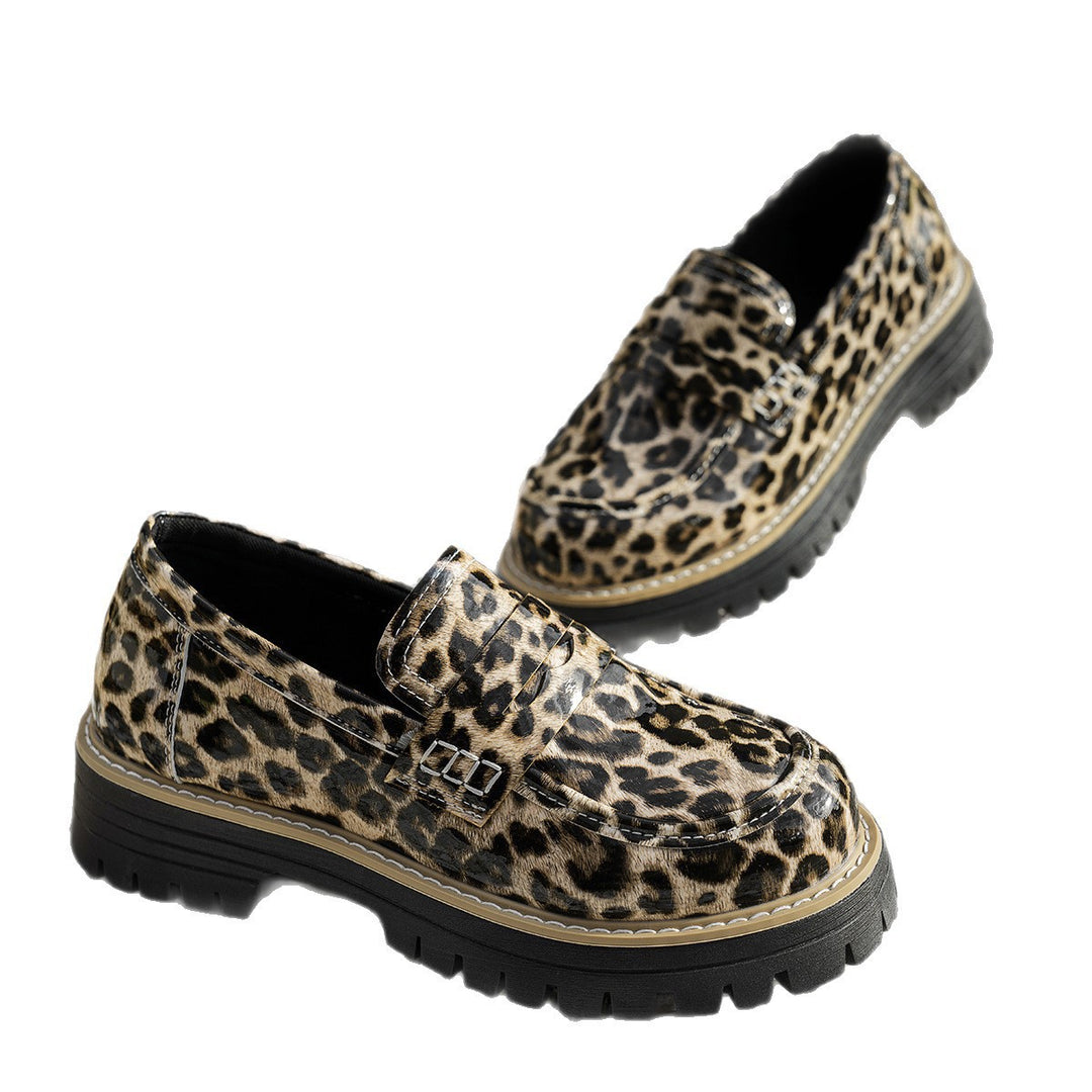 Damen Mokassins mit robustem Profil und trendigem Leopardenmuster EB