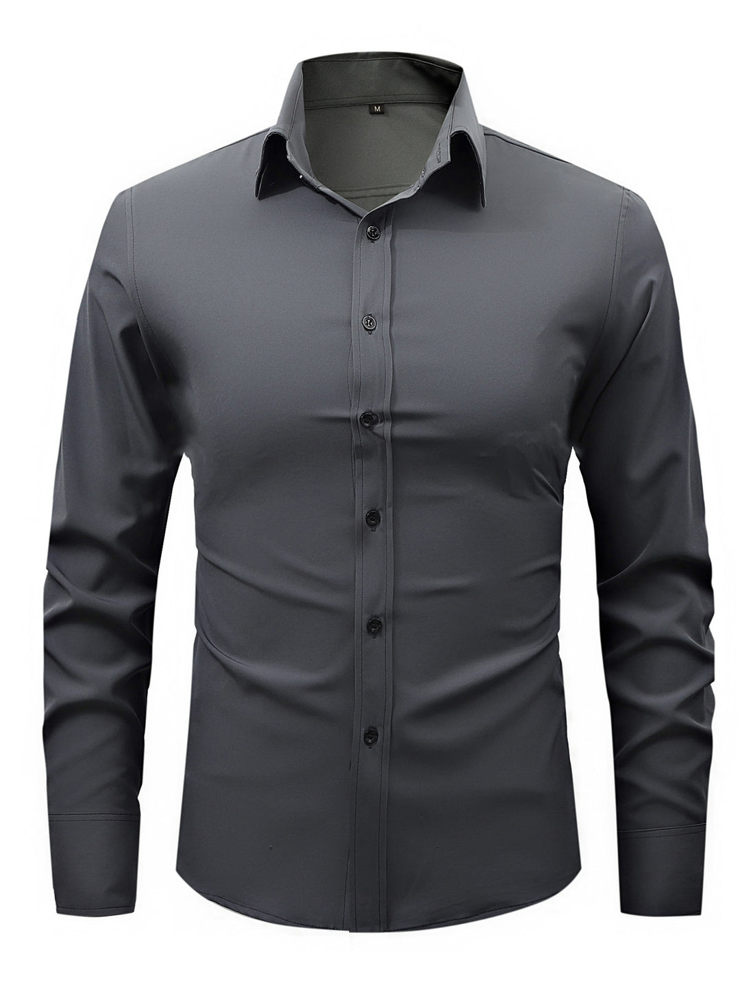 Men's  slim fit long sleeve stretch cotton dress shirt with spread collar EB