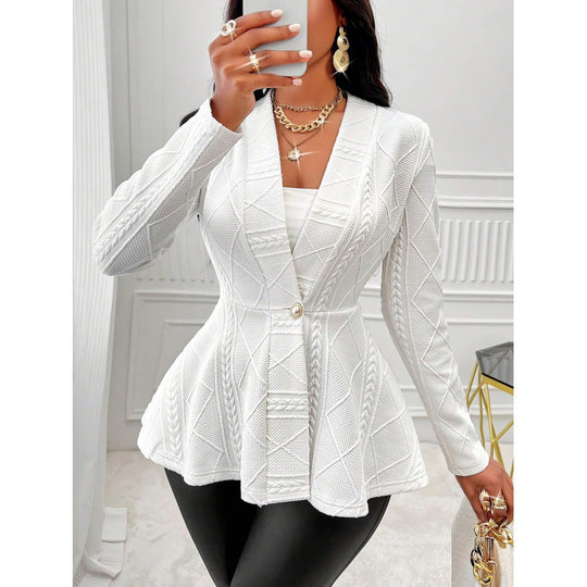 Damen Strick Peplum Blazer EB
