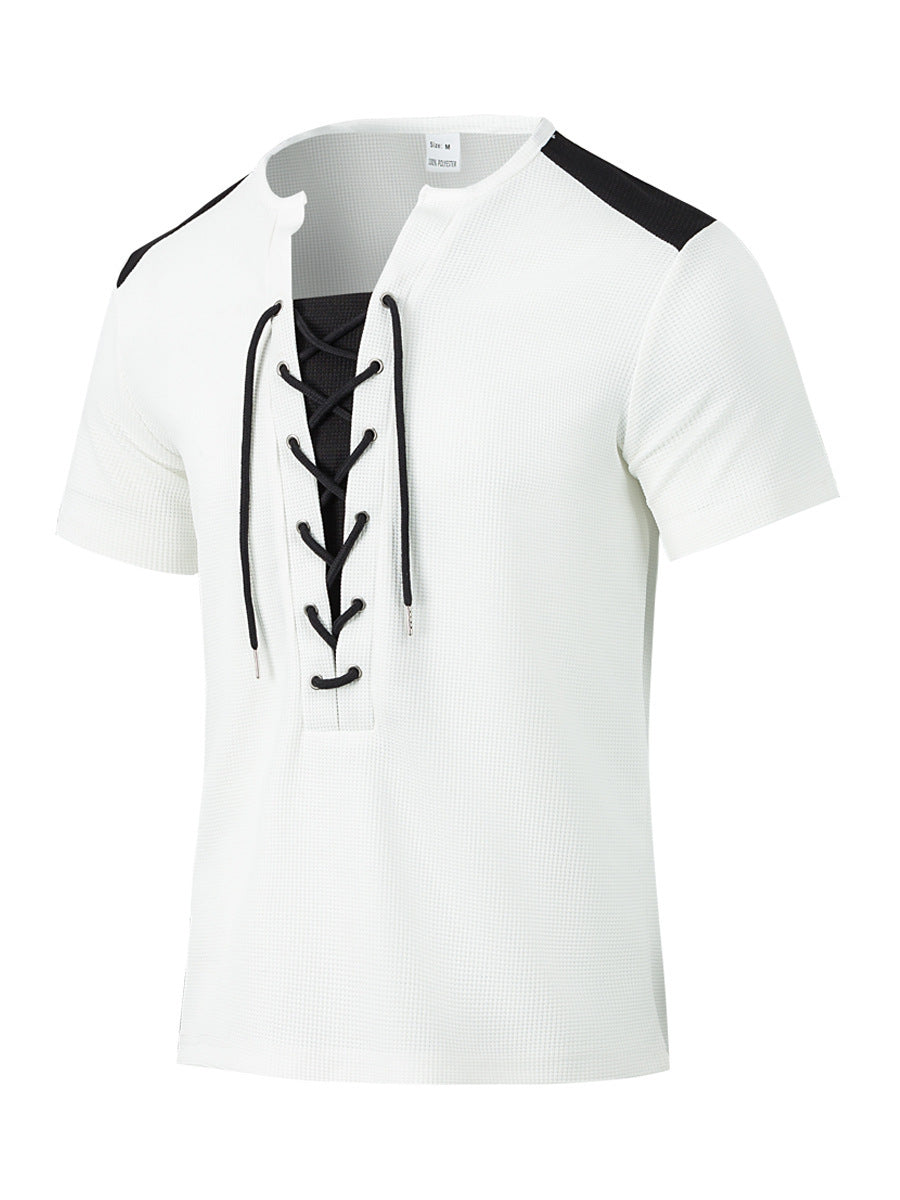 Herren Kurzarm Shirt mit sportlichem Schnürdesign EB