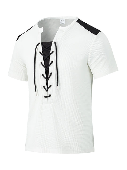 Herren Kurzarm Shirt mit sportlichem Schnürdesign EB